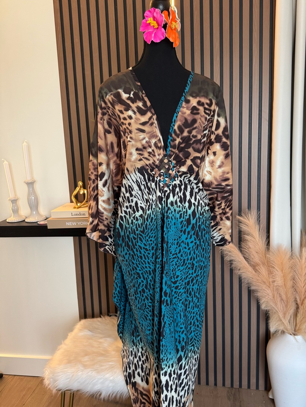 Animal Print Teal Maxi Dress